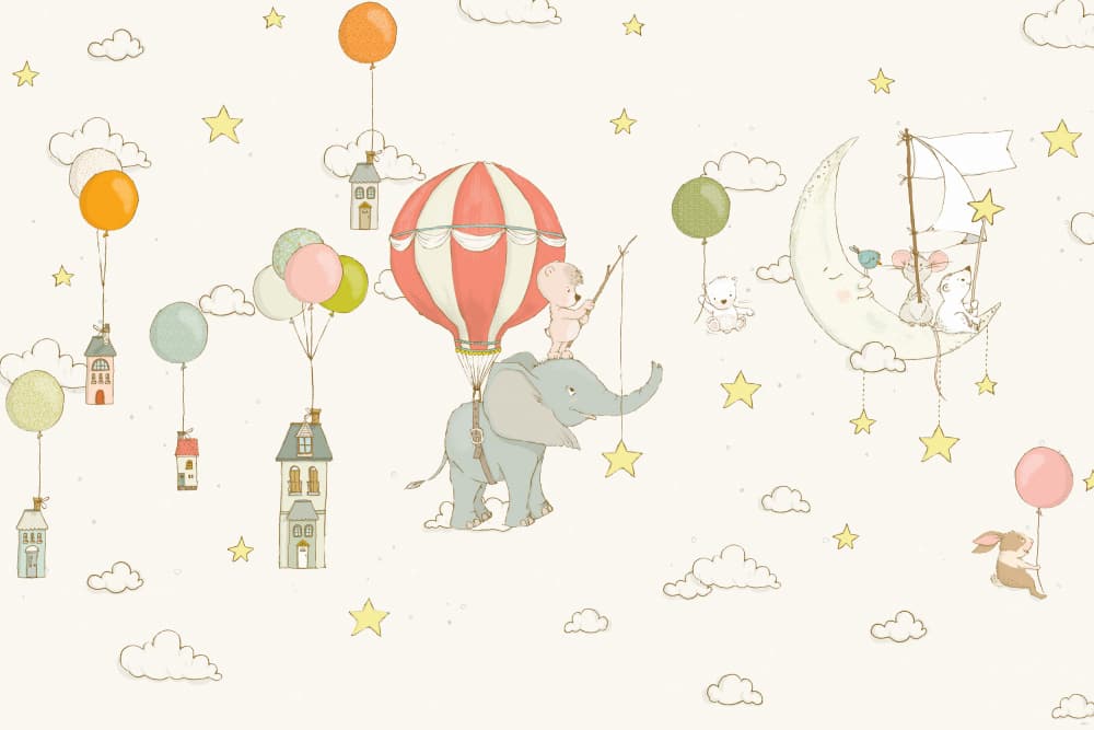 Whimsical Elephant Moon by Sue Skellern — canvas wall art
