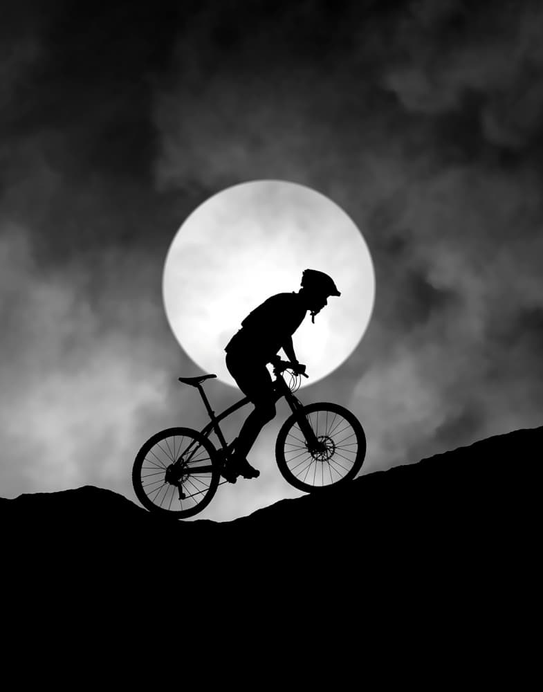 Moonlit Mountain Biker by Hengki Lee — canvas wall art