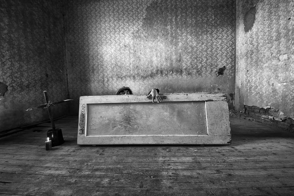 Eerie Room Figure by mario grobenski - psychodaddy — canvas wall art