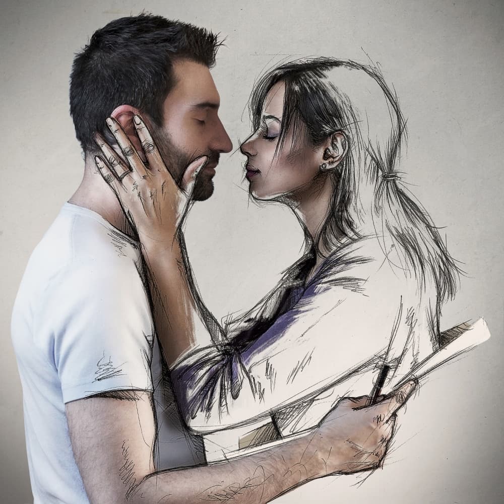 Love Drawn by Sebastien DEL GROSSO — canvas wall art