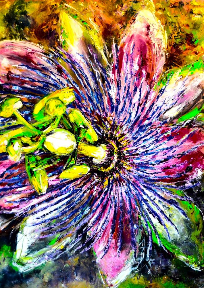 Vibrant Passion Flower Bloom by Anda Bieza — canvas wall art