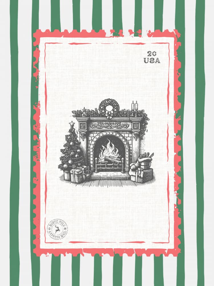 Cozy Christmas Fireplace by Jolly and Dash — canvas wall art
