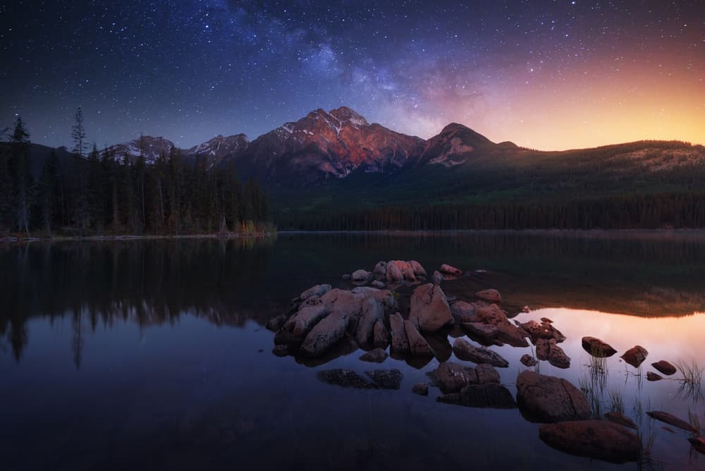Starry Mountain Lake by Juan Pablo de Miguel — canvas wall art