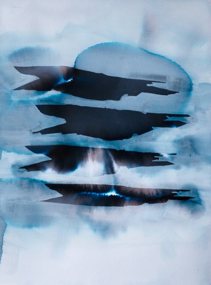 Ethereal Blue Ink Flow by Joshua Hoskins — canvas wall art