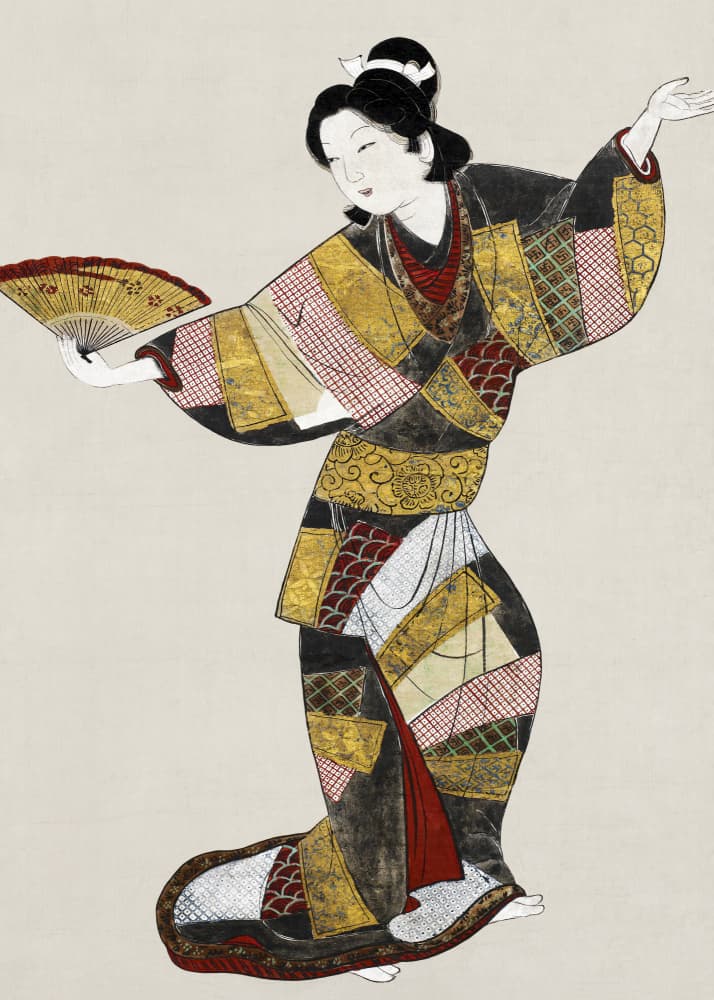Japanese Female Dancer (17th Century) Vintage Painting by Unknown — canvas wall art