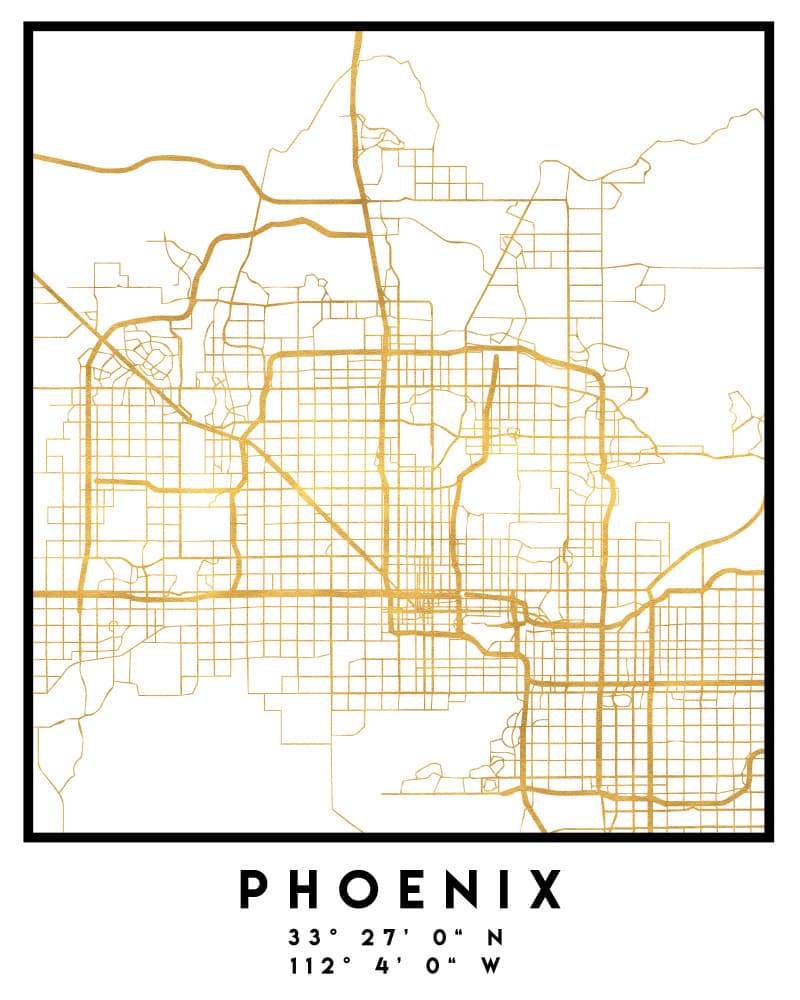 Phoenix Gold City Map by Emiliano Deificus — canvas wall art