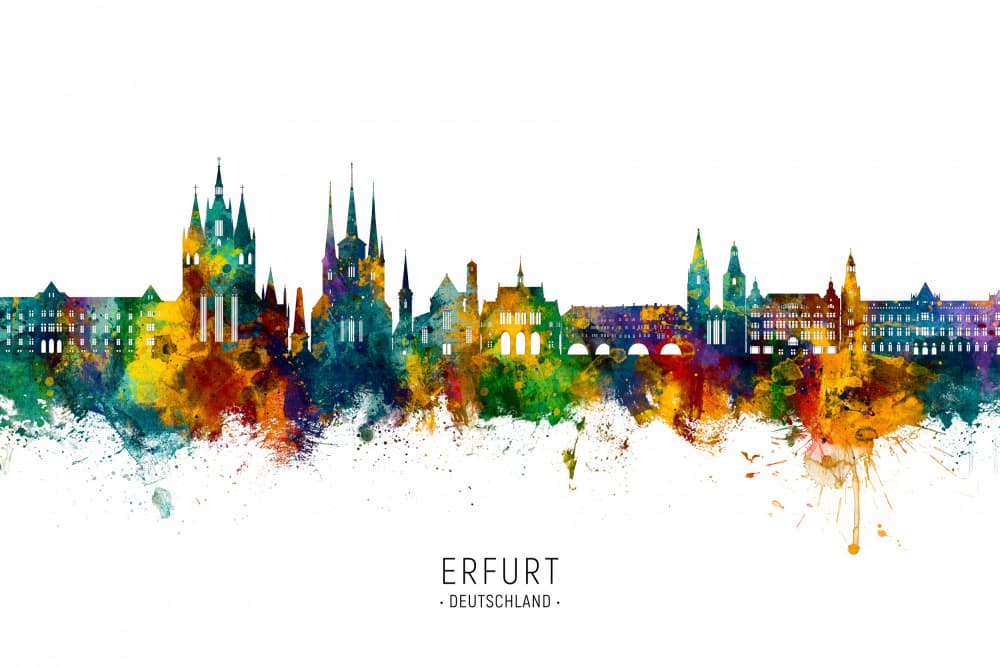 Colorful Erfurt Cityscape by Michael Tompsett — canvas wall art