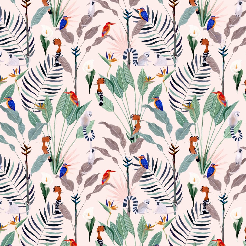 Tropical Jungle Wildlife by Julie Lesouef — canvas wall art