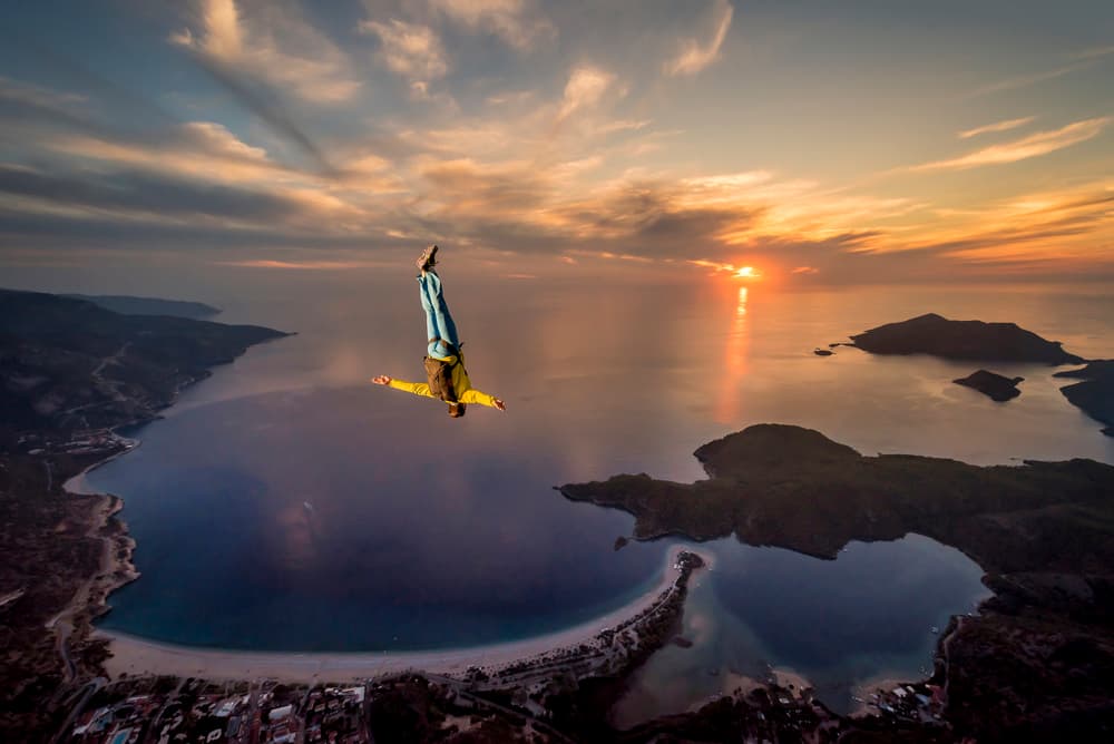 Epic Sunset Skydive by Tristan Shu — canvas wall art