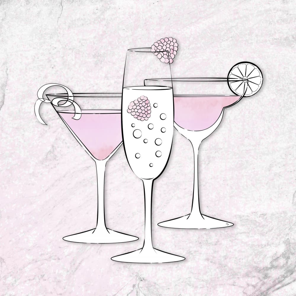 Elegant Pink Cocktails by Martina — canvas wall art