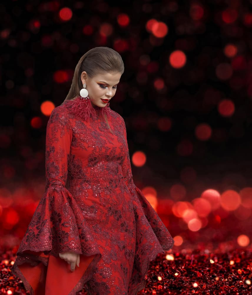 Red Dress Glamour by Miodrag Kosanovic — canvas wall art