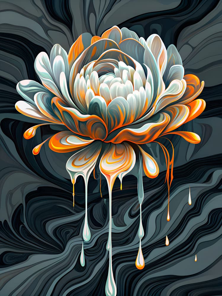 Vibrant Dripping Flower by Miguel Bruzual — canvas wall art