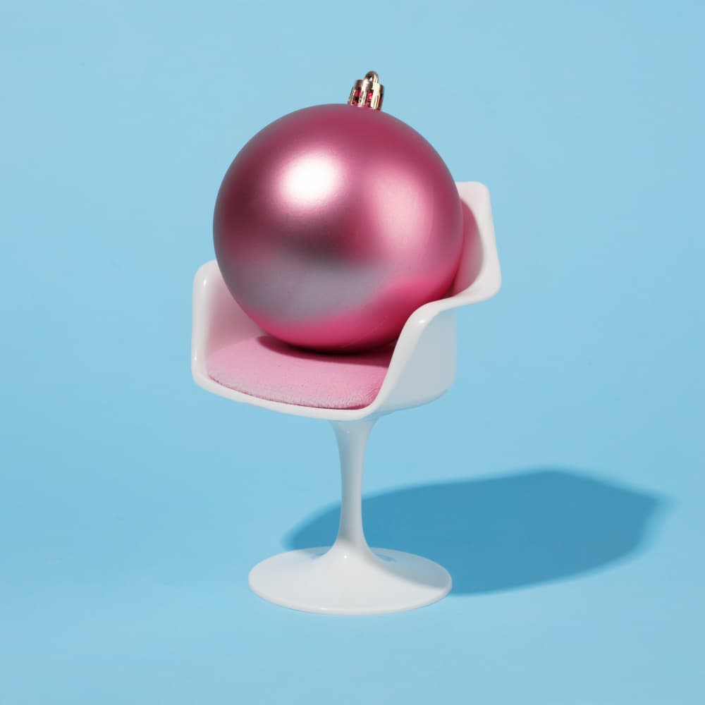 Pink Ornament On Chair by Julia Ramiro — canvas wall art