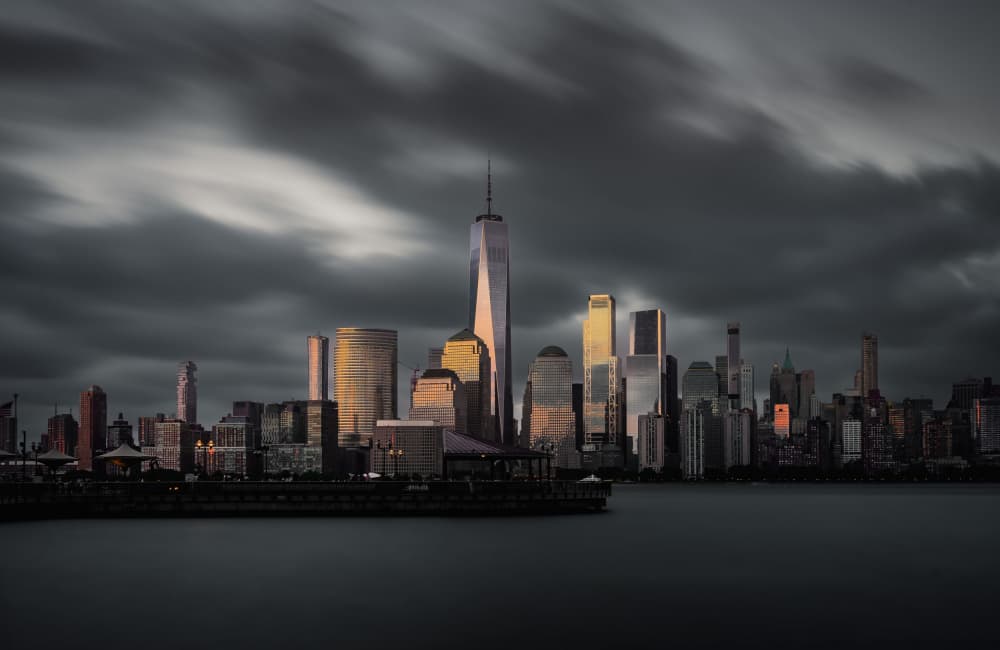 Moody Manhattan Skyline by Wei (David) Dai — canvas wall art