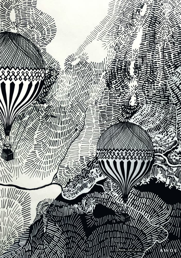 Whimsical Mountain Flight by Awol Art Alex — canvas wall art