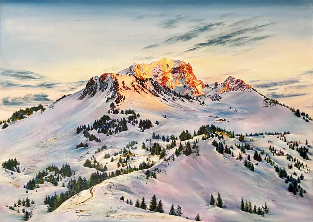 Golden Mountain Peaks by Anne Wölk — canvas wall art