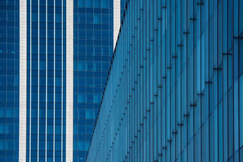 Geometric Blue Facade by Lus Joosten — canvas wall art