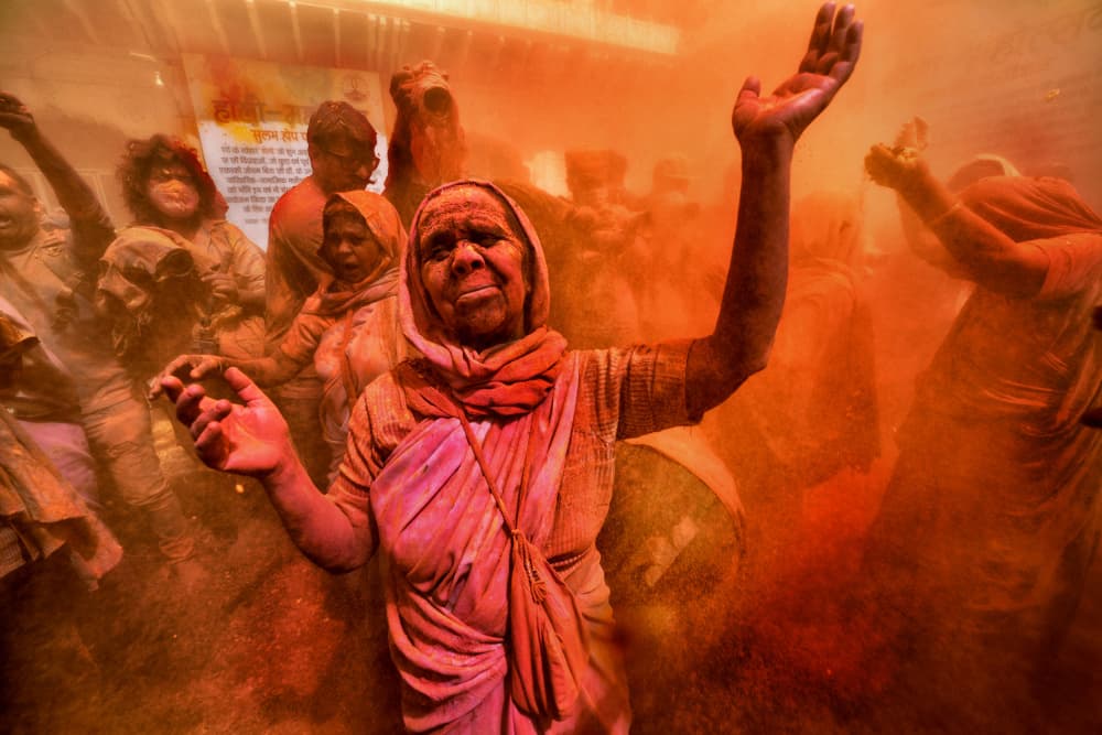 Joyful Holi Woman by Shaibal Nandi — canvas wall art