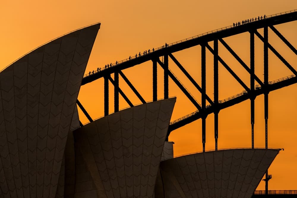 Sydney Opera House Bridge Sunset by Renee Doyle — canvas wall art