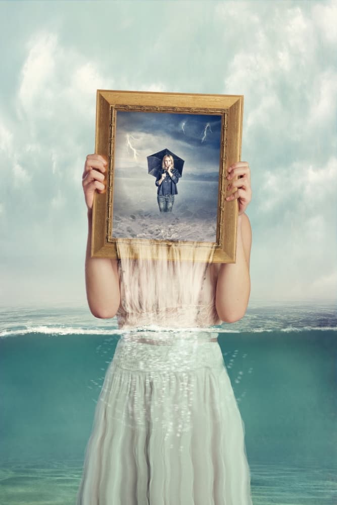 Surreal Woman Inner Storm by Baden Bowen — canvas wall art