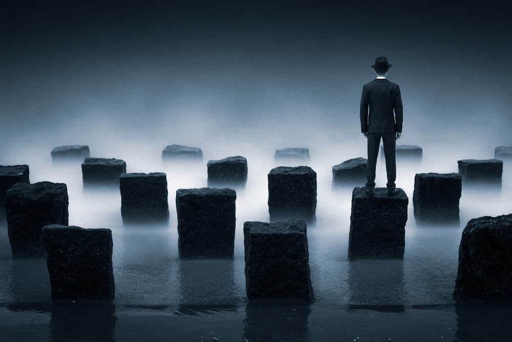 Solitary Man In Mist by Bingo Z — canvas wall art