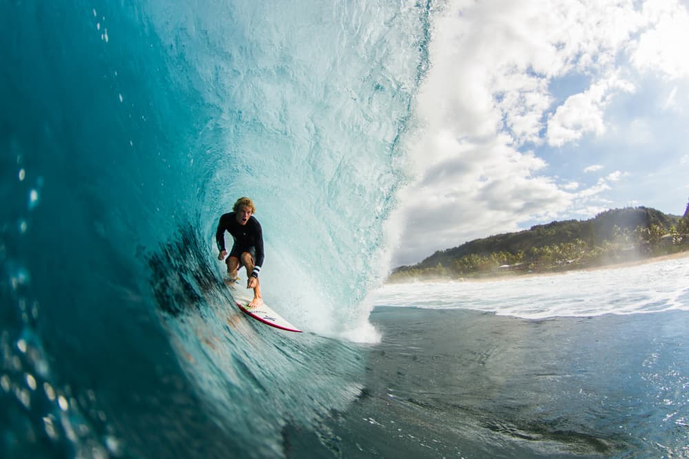 Surfing a Tropical Barrel by Tyler Walker — canvas wall art