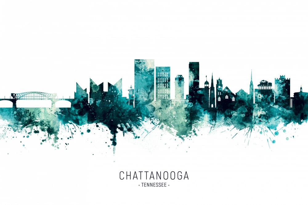Chattanooga Tennessee Skyline by Michael Tompsett — canvas wall art