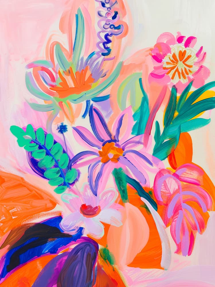 Joyful Abstract Blooms by Mathieu jeuf — canvas wall art