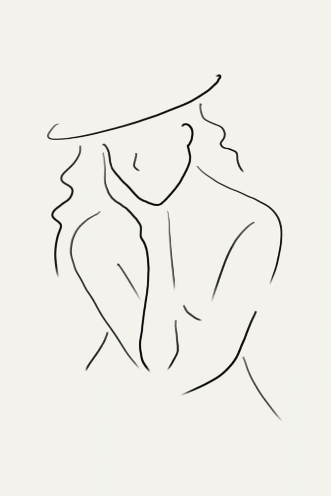 Minimalist Woman With Hat by Melloi Art Prints — canvas wall art