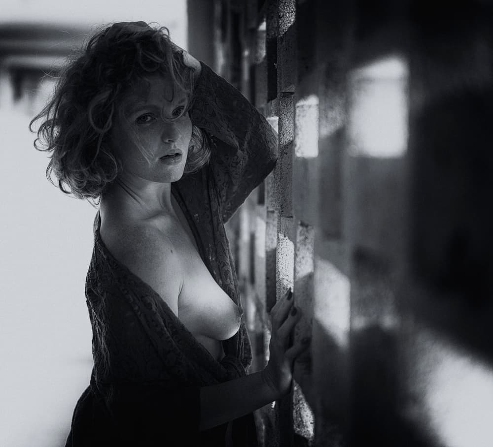 Sensual Black White Portrait by Yuri Shepelev — canvas wall art