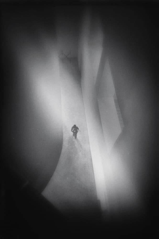 Lone Figure Modern Architecture by Olinda Coutinho — canvas wall art