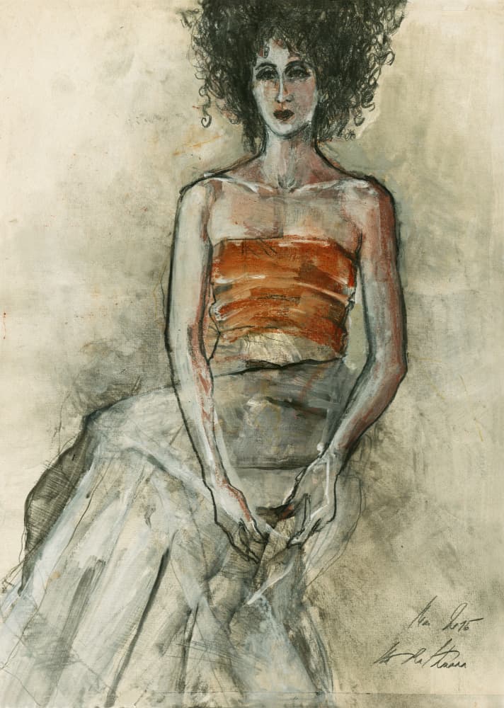 Pensive Curly Haired Woman by Ute Rathmann — canvas wall art