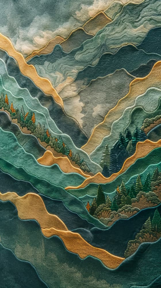 Layered Green Mountains by Bilge Paksoylu — canvas wall art