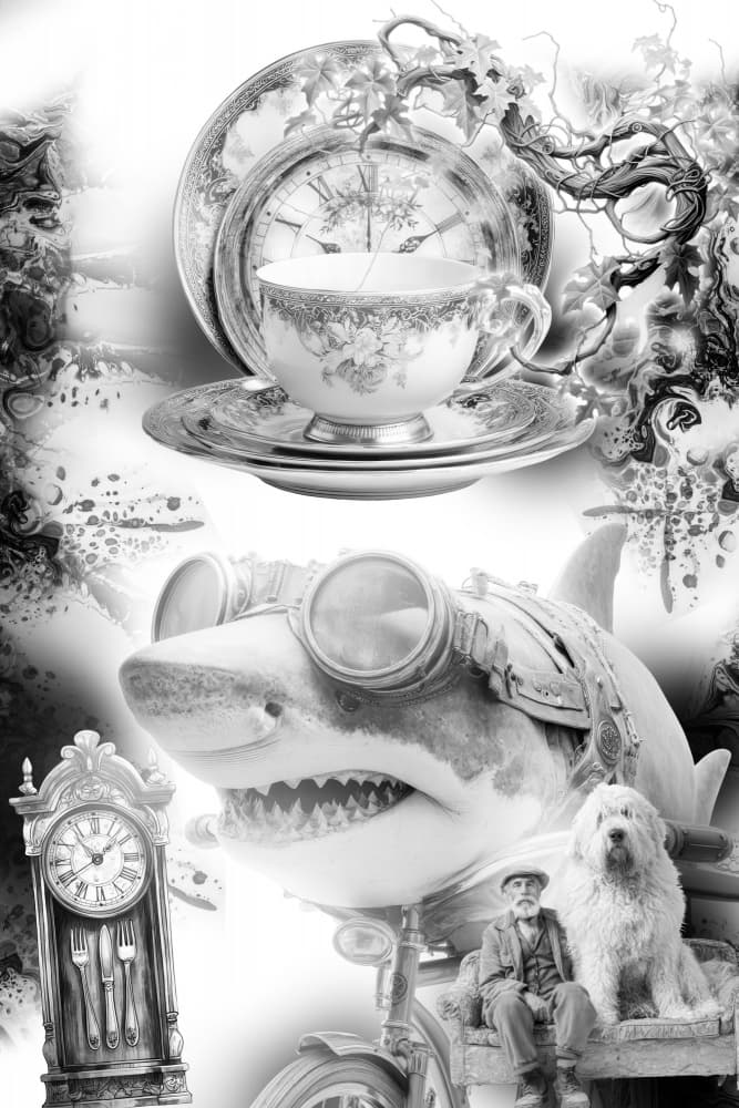 Steampunk Shark's Whimsical World by Rafal Kulik — canvas wall art