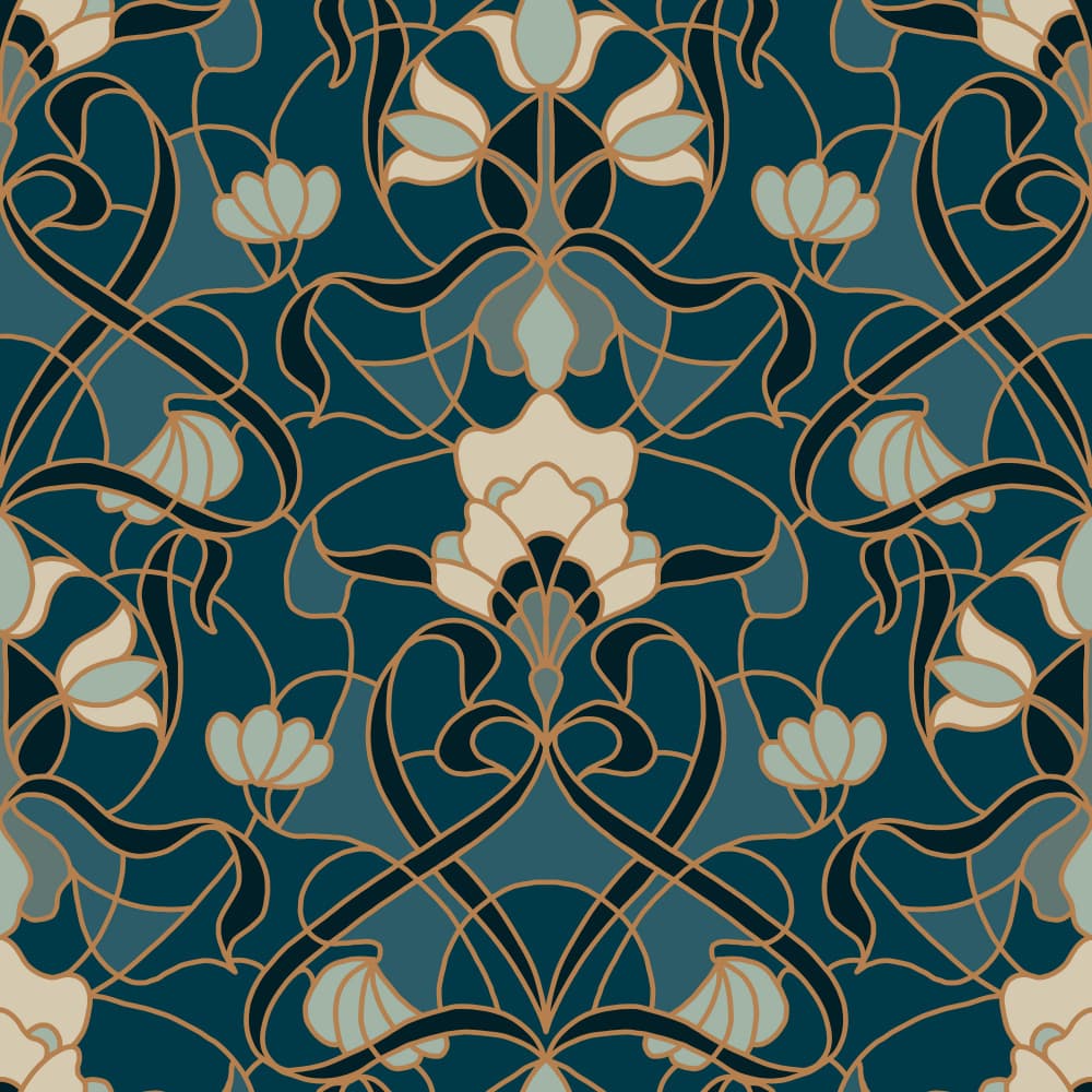 Ornate Teal Botanical Pattern by Alexandra Weise — canvas wall art