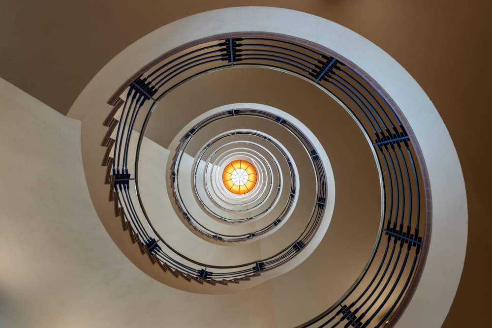 Golden Spiral Staircase by Dieter Reichelt — canvas wall art