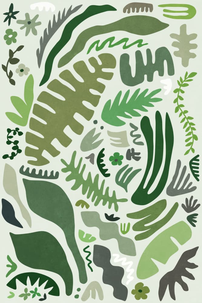 Organic Green Leaves by amini54 — canvas wall art