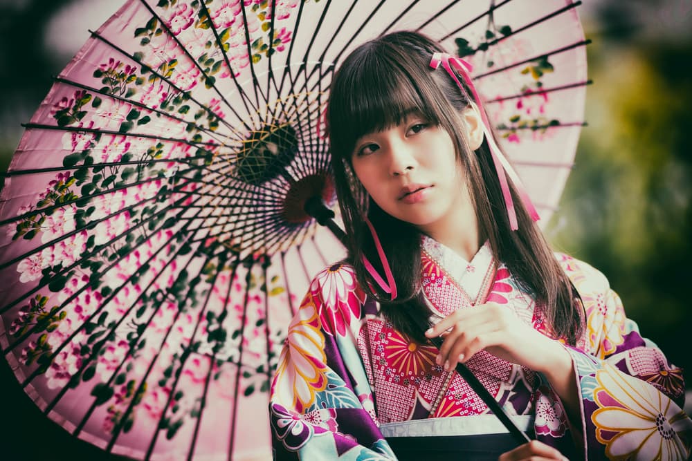 Elegant Kimono Portrait by 7 Flavor C/P — canvas wall art