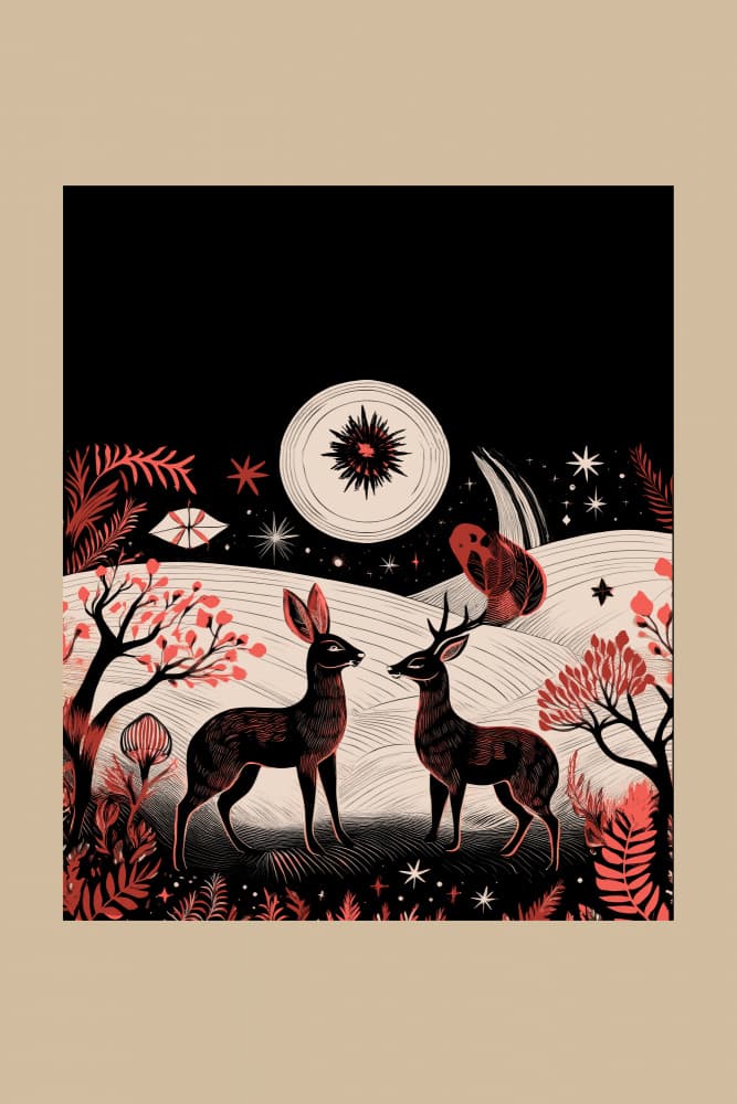 Moonlit Forest Creatures by casa cartissi — canvas wall art