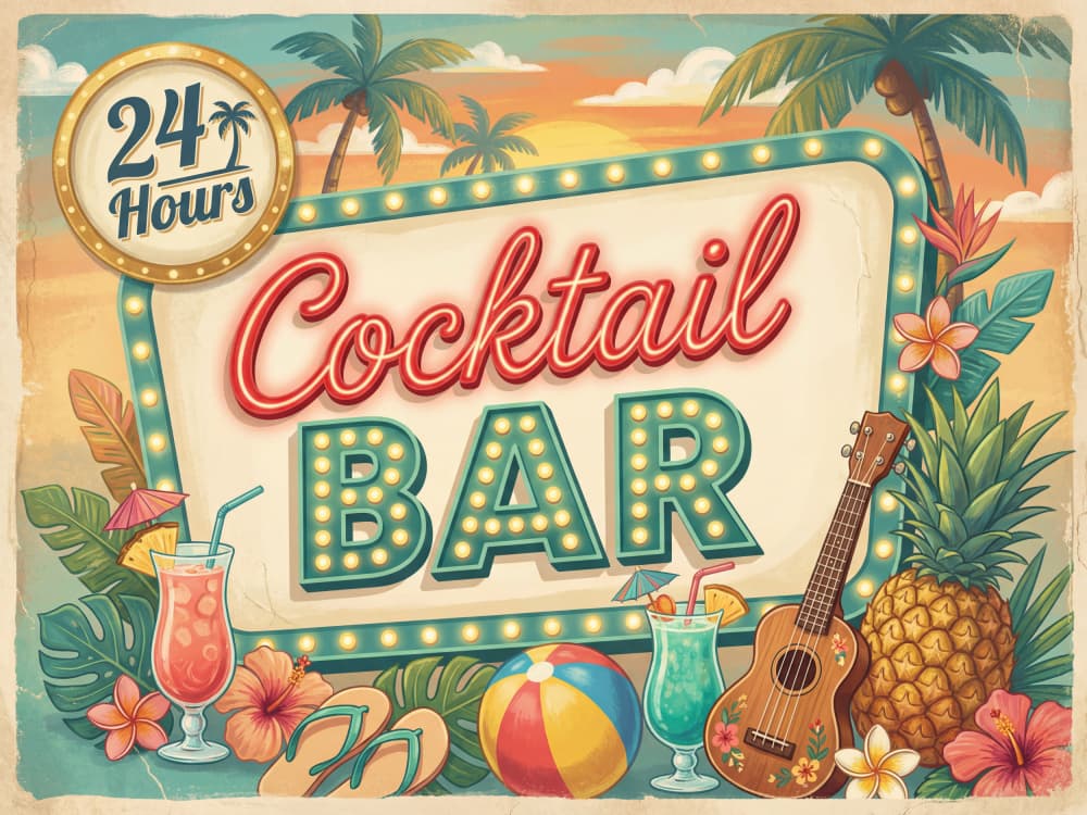 Retro Tropical Cocktail Bar by Andreas Magnusson — canvas wall art