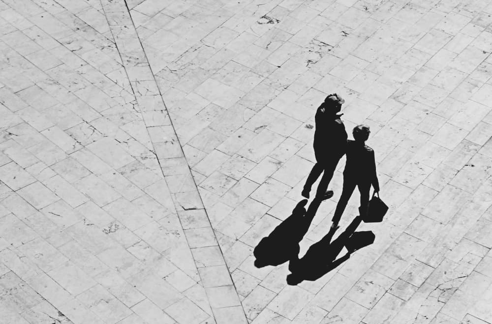Two People Long Shadows by Zina Heg — canvas wall art