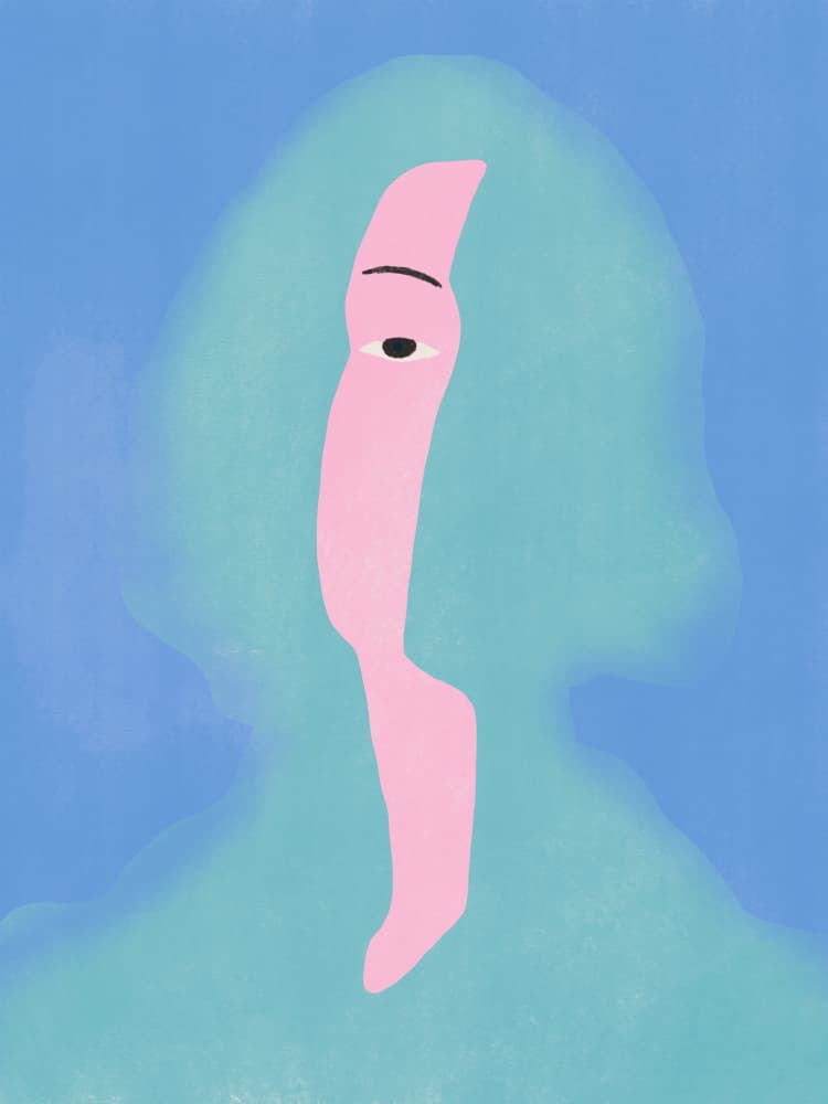 Calm Blue Pink Gaze by Little Dean — canvas wall art