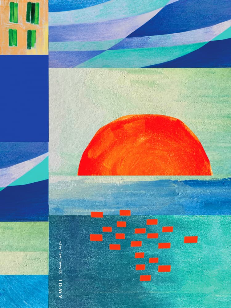 Geometric Ocean Sunset by Awol Art Alex — canvas wall art