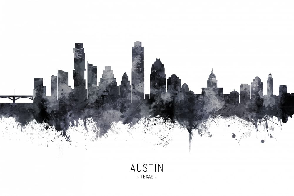 Austin Texas Skyline by Michael Tompsett — canvas wall art