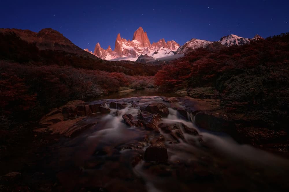 Glowing Peaks Starry River by Lijuan Yuan — canvas wall art