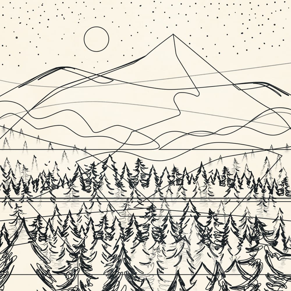Starry Mountain Forest by Nadjaa — canvas wall art