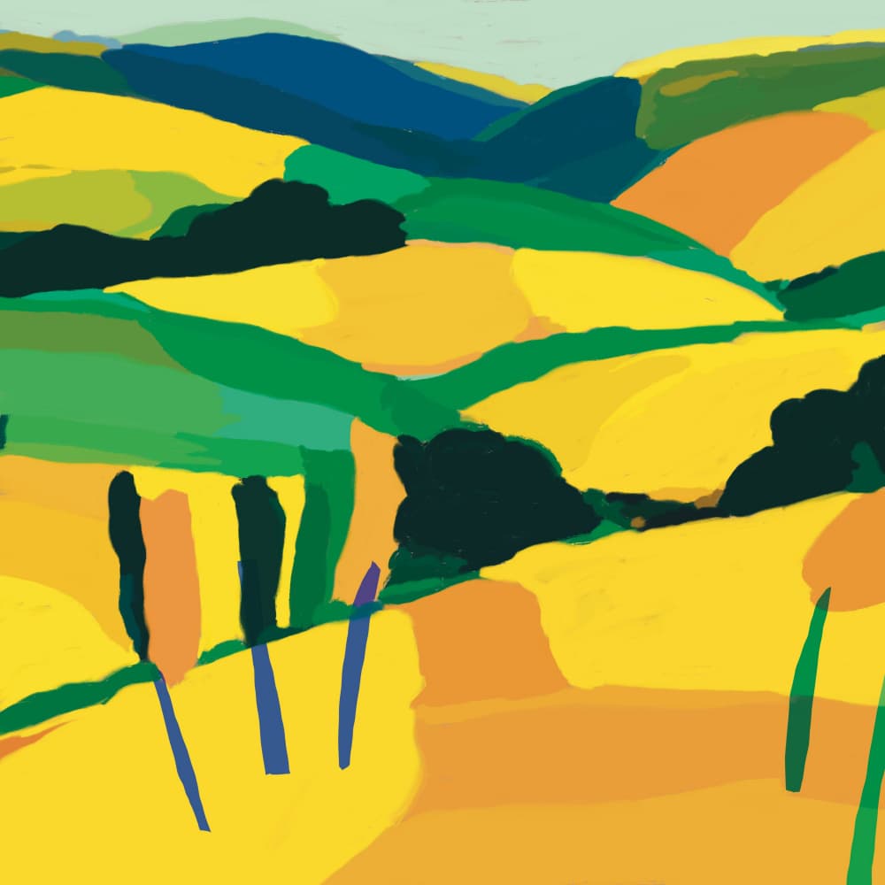 Golden Rolling Fields by Little Dean — canvas wall art