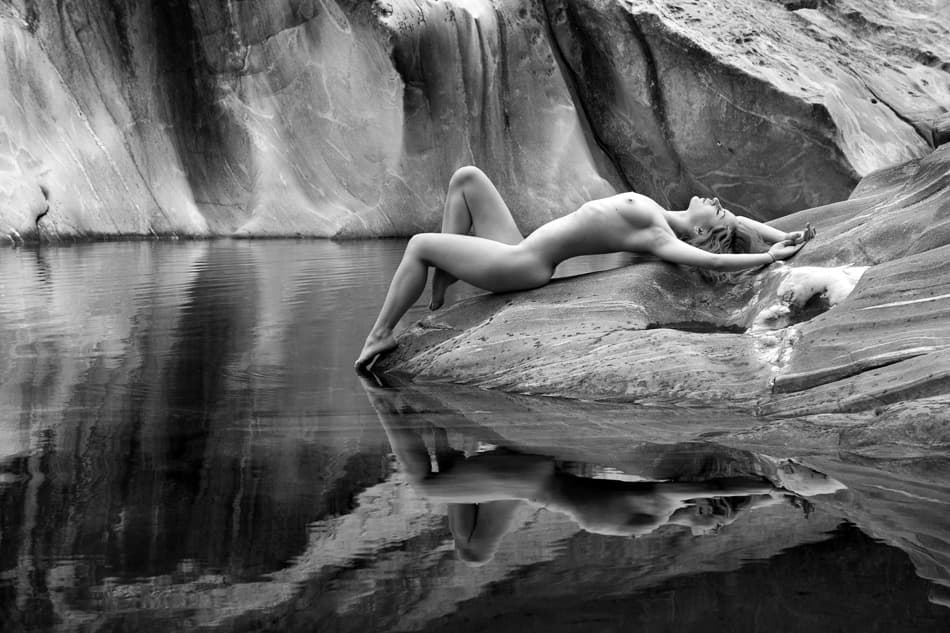 Elegant Nude Reflection by Bruno Birkhofer — canvas wall art