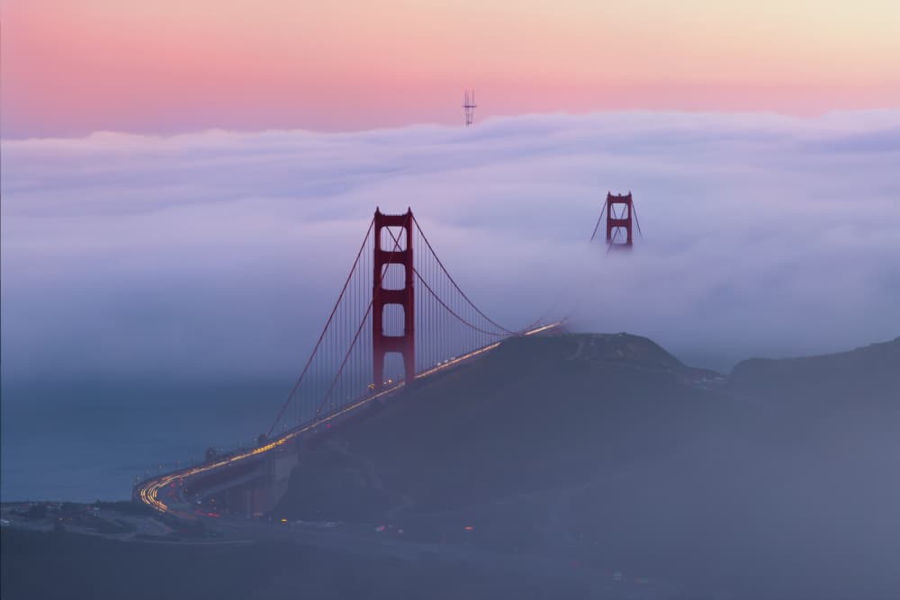 Golden Gate Twilight Fog by DonnaHom APA — canvas wall art
