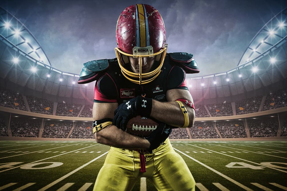 Determined Football Player by Tyler Nardone — canvas wall art